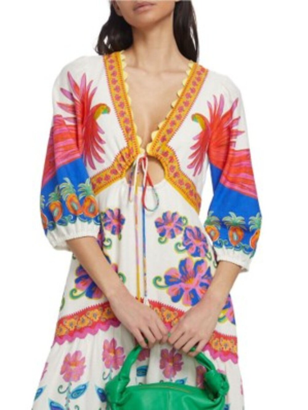 FARM Rio White Multi Mix Floral Panel V-Neck Maxi Dress - Picture 4 of 4